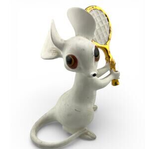 vintage Freeman McFarlin  mouse figurine tennis shelf decor whimsical MCM